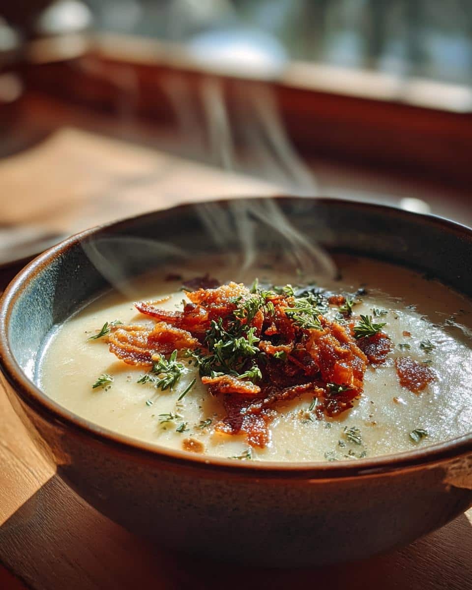 Creamy Potato Leek Soup with Crispy Bacon - detail 1