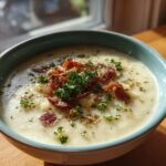 Creamy Potato Leek Soup with Crispy Bacon