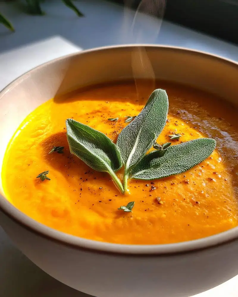 Creamy Roasted Pumpkin Soup with Coconut Milk and Sage - detail 1
