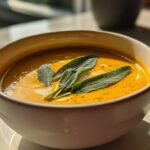 Creamy Roasted Pumpkin Soup with Coconut Milk and Sage