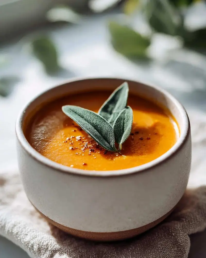 Creamy Roasted Pumpkin Soup with Coconut Milk and Sage - detail 2