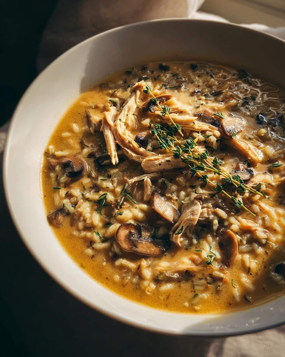 Creamy Wild Rice and Chicken Soup with Mushrooms - detail 1