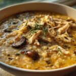 Creamy Wild Rice and Chicken Soup with Mushrooms