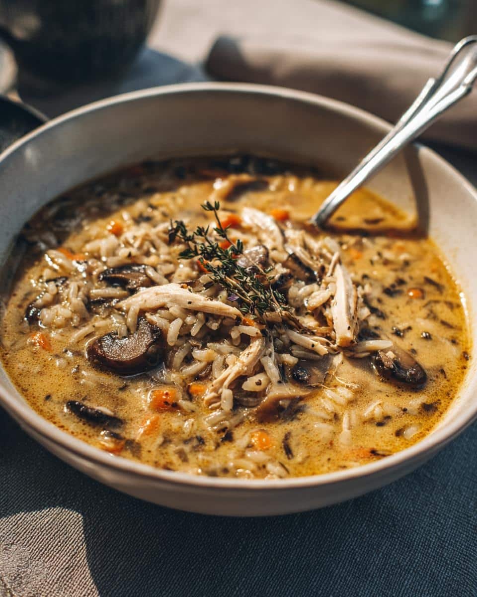Creamy Wild Rice and Chicken Soup with Mushrooms - detail 2