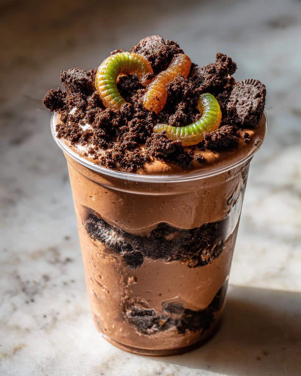Dirt Pudding Cups with Gummy Worms - detail 2