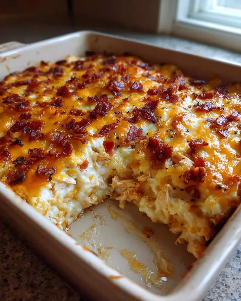 Creamy 5-Ingredient Chicken Bacon Ranch Casserole Bliss