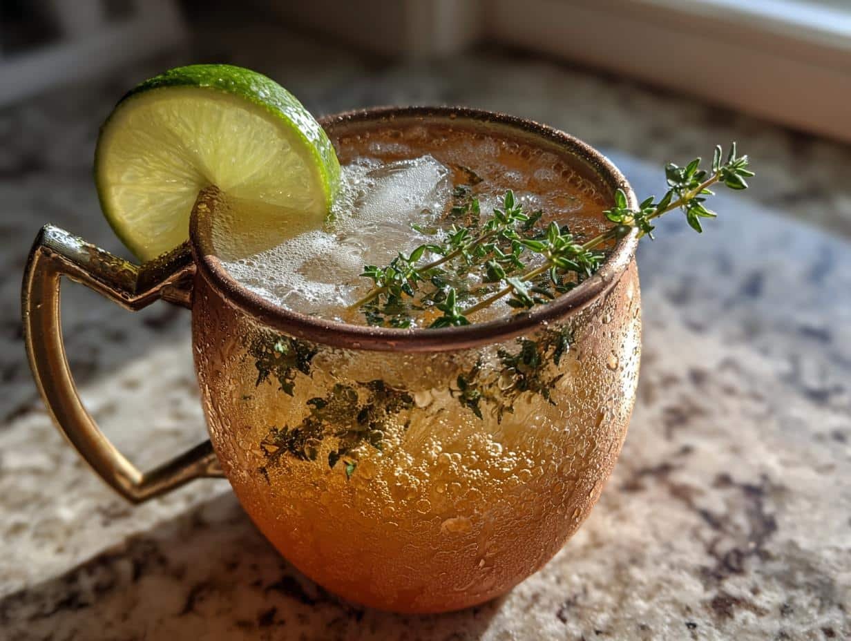 5-Minute Ginger Apple Moscow Mule with Fresh Thyme Bliss