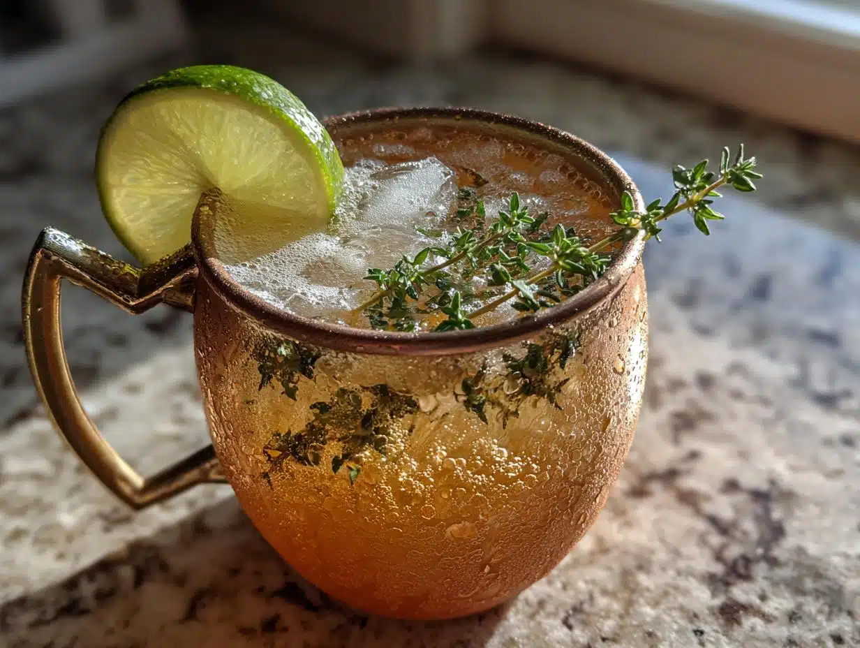 5-Minute Ginger Apple Moscow Mule with Fresh Thyme Bliss