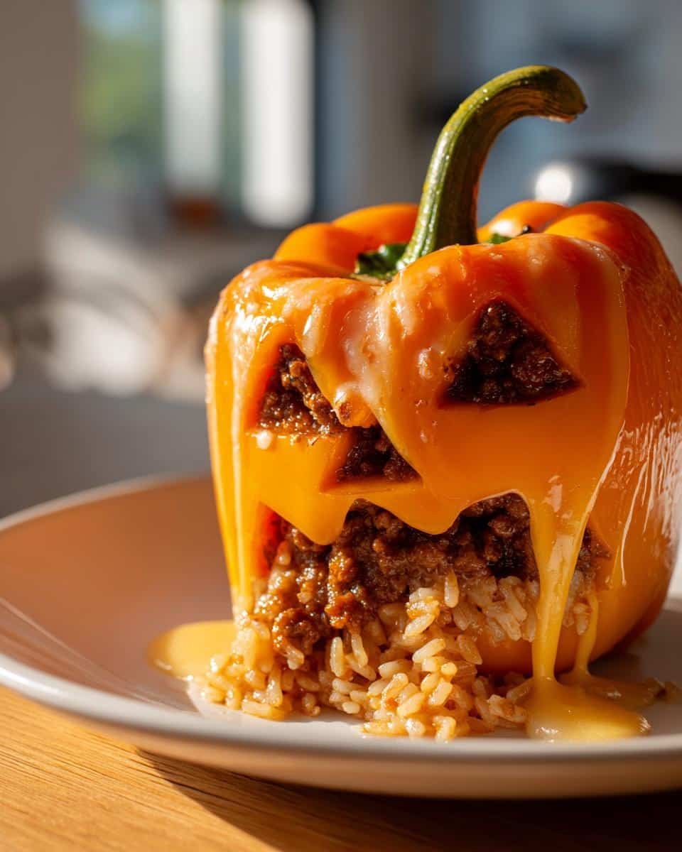 Jack-o'-Lantern Stuffed Bell Peppers - detail 1