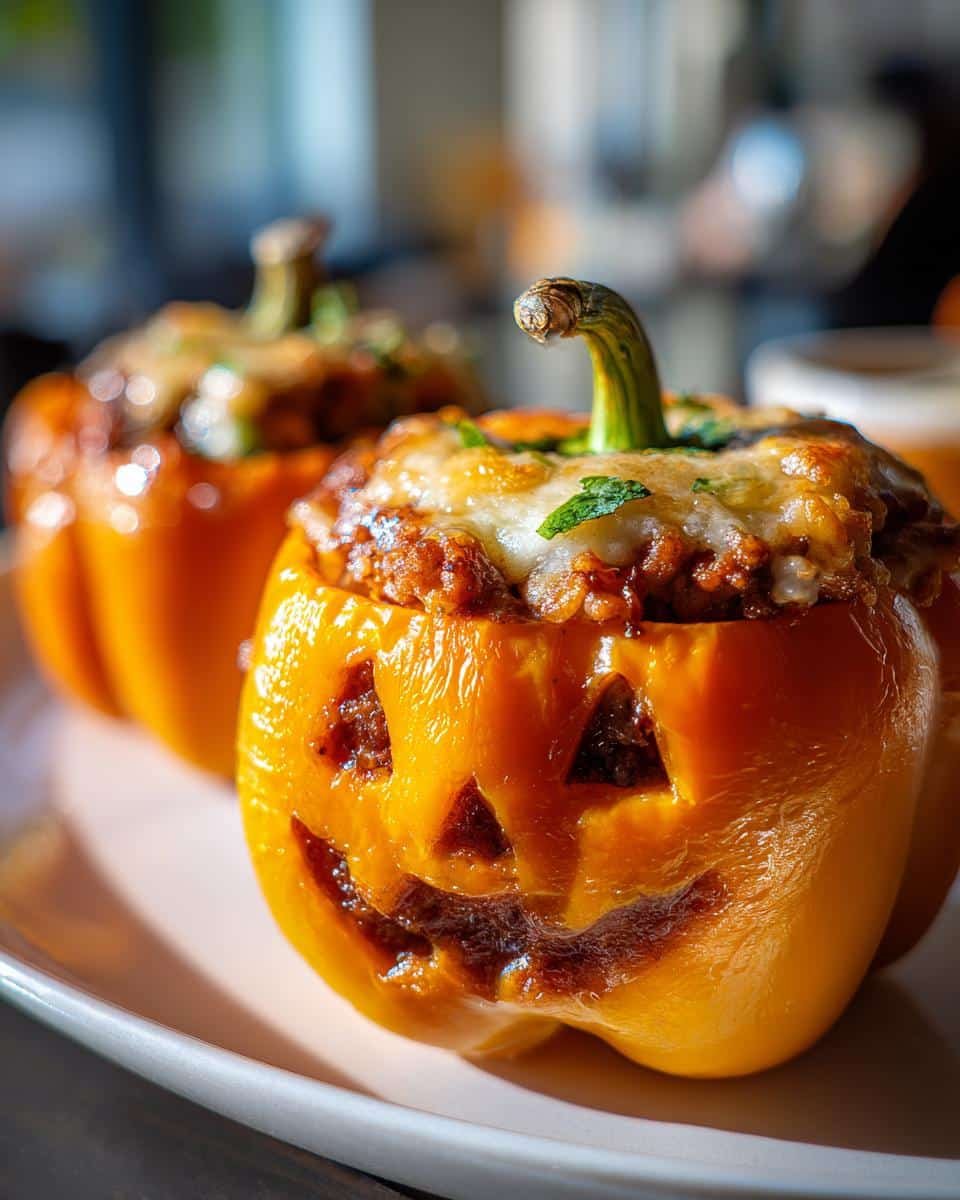 Jack-o'-Lantern Stuffed Bell Peppers - detail 2