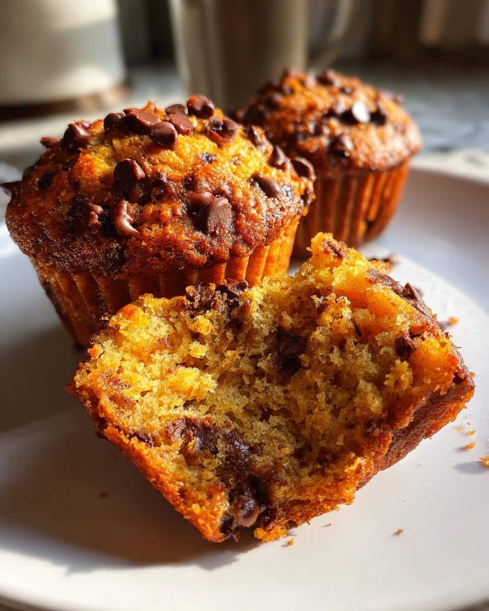 Low Calorie Pumpkin Chocolate Chip Muffins. - detail 1