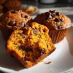 Low Calorie Pumpkin Chocolate Chip Muffins.