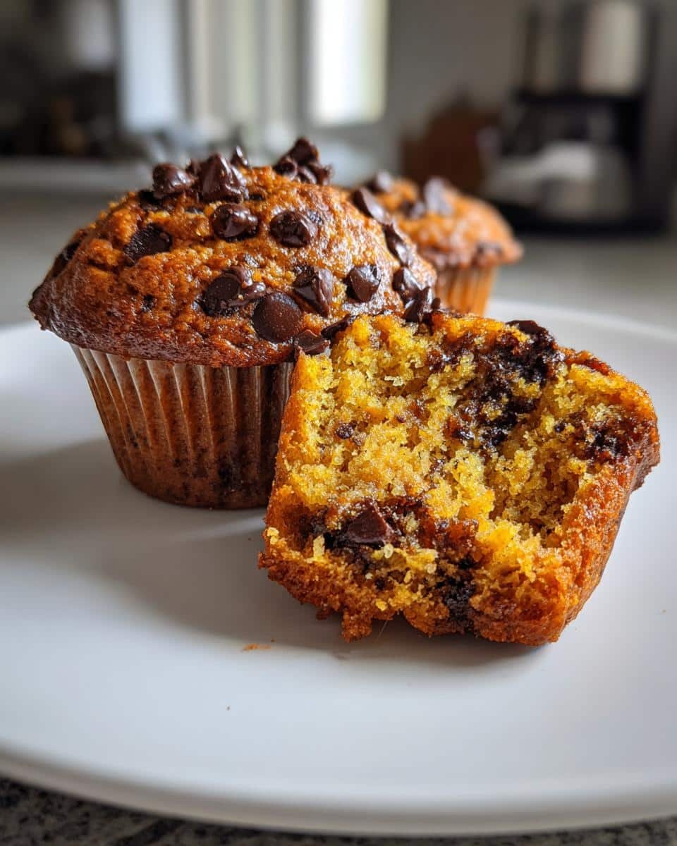 Low Calorie Pumpkin Chocolate Chip Muffins. - detail 2