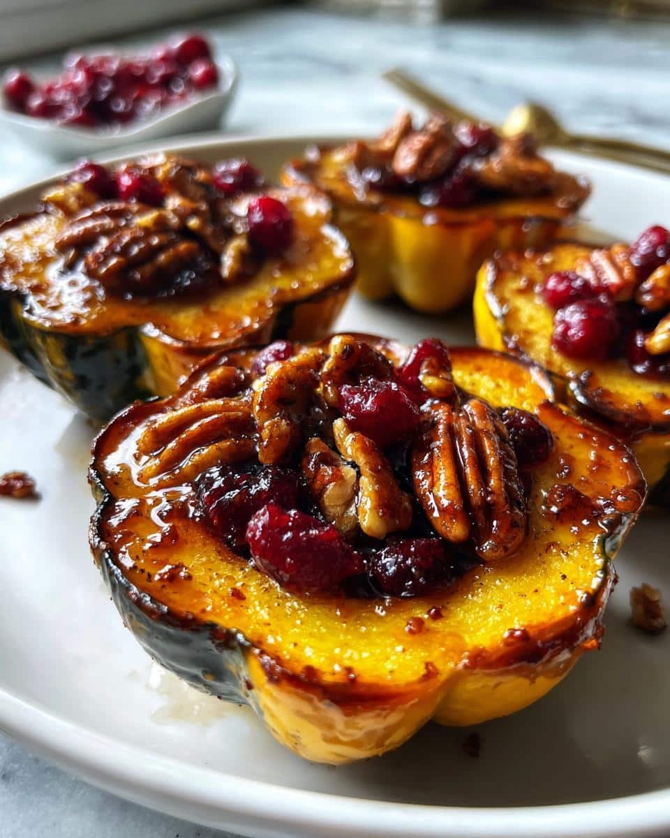 Maple Glazed Acorn Squash with Pecans and Cranberries - detail 1