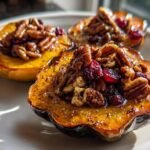 Maple Glazed Acorn Squash with Pecans and Cranberries