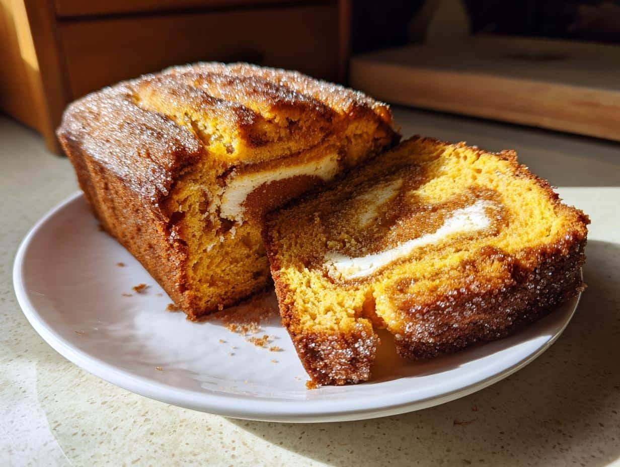 55-Minute Moist Pumpkin Bread with Dreamy Cream Cheese Swirl