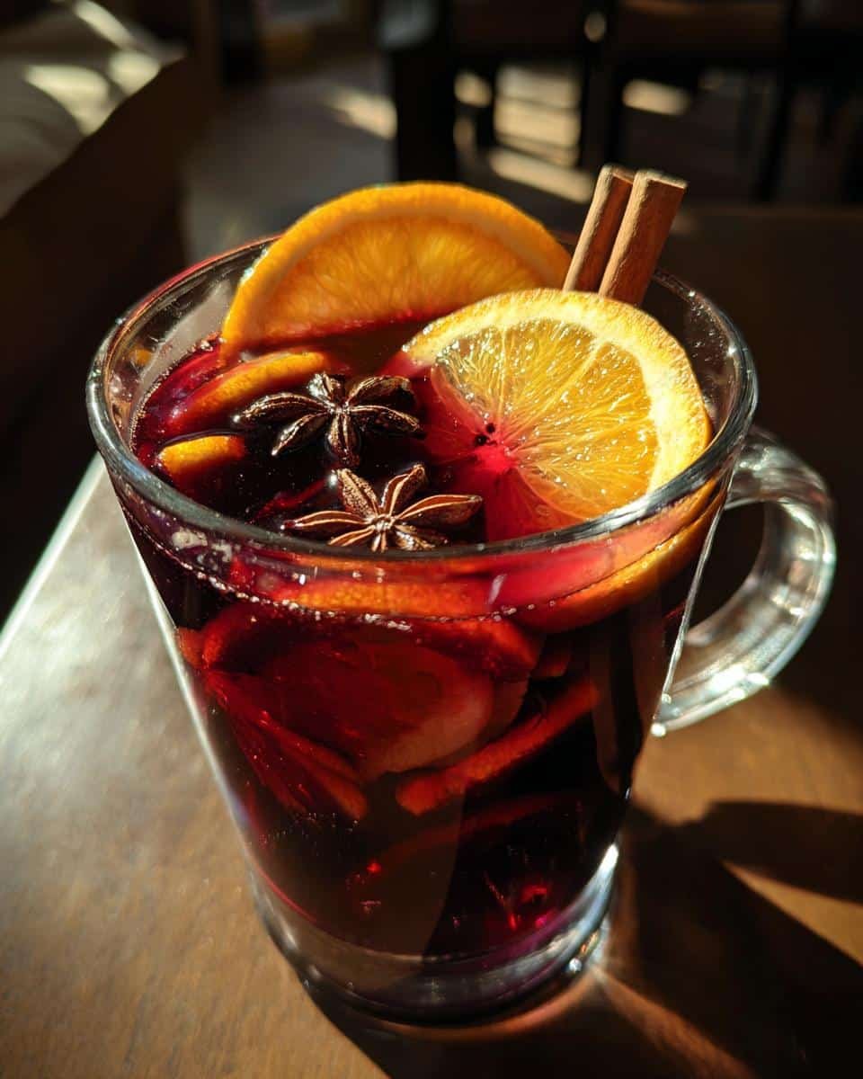 Mulled Wine with Orange and Cinnamon Sticks - detail 1