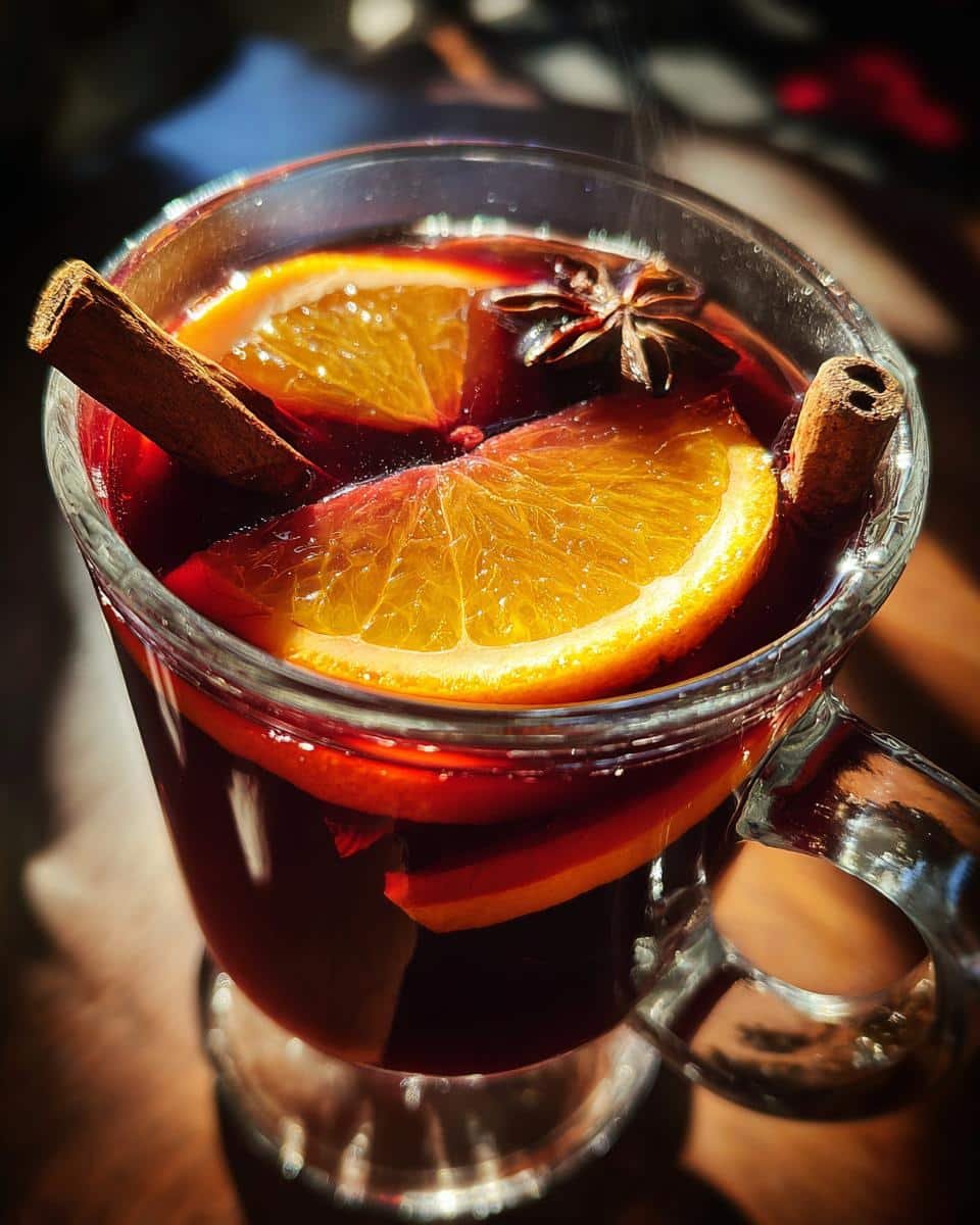 Mulled Wine with Orange and Cinnamon Sticks - detail 2
