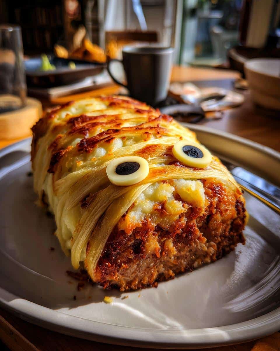 Spooky 1-Hour Mummy Meatloaf with Mashed Potato Wrapping Recipe