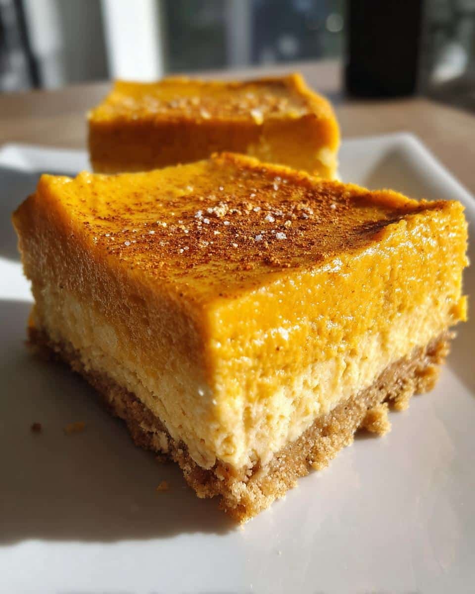 No-Bake Pumpkin Cheesecake Bars with Graham Cracker Crust - detail 1