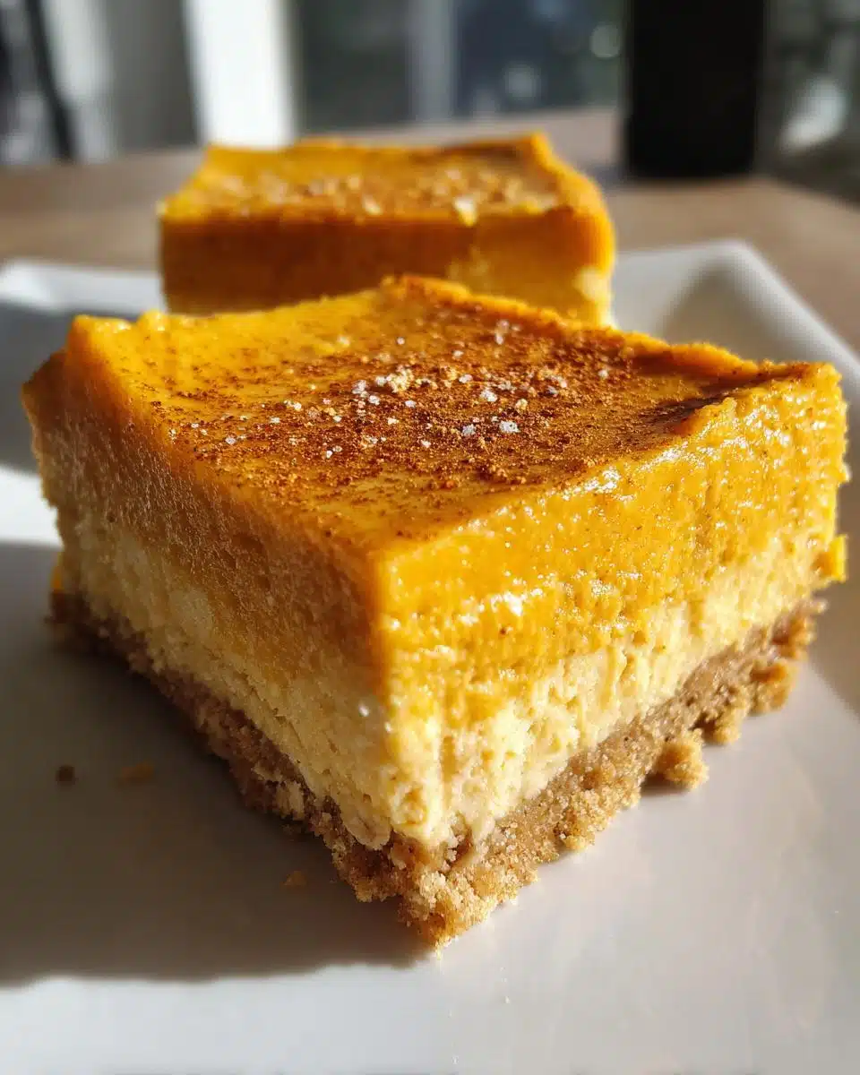 No-Bake Pumpkin Cheesecake Bars with Graham Cracker Crust - detail 1