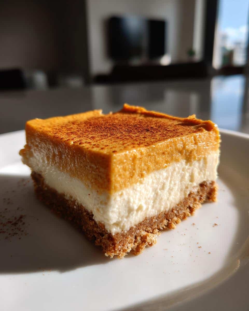 No-Bake Pumpkin Cheesecake Bars with Graham Cracker Crust - detail 2