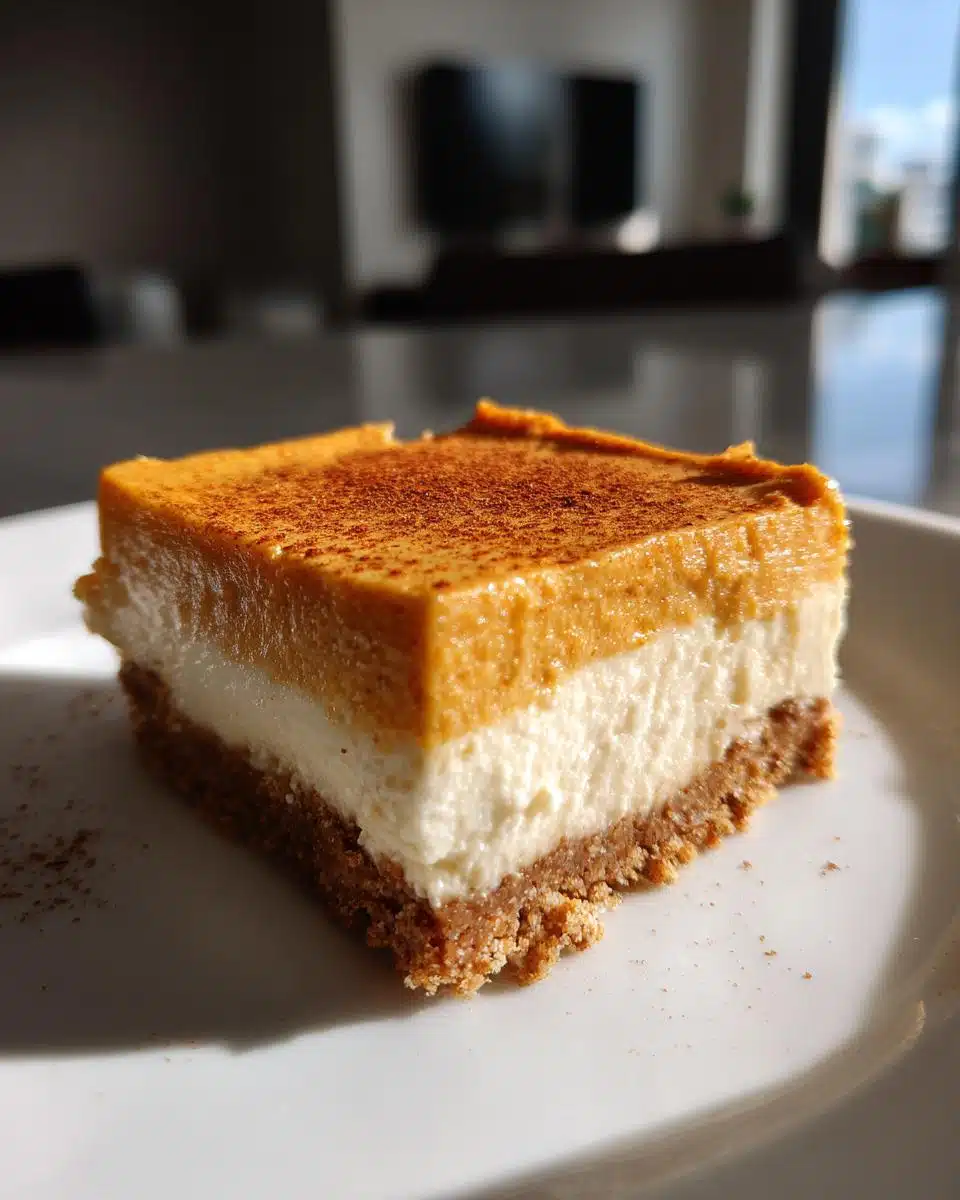 No-Bake Pumpkin Cheesecake Bars with Graham Cracker Crust - detail 2