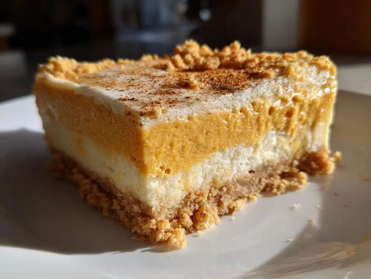 No-Bake Pumpkin Cheesecake Bars with Graham Cracker Crust