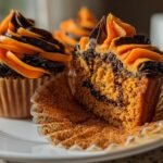 Orange and Black Halloween Cupcakes with Buttercream