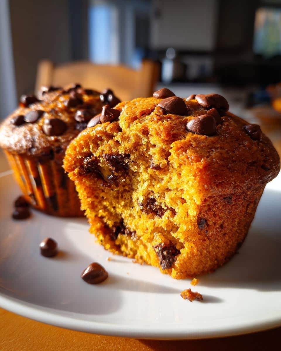 Pumpkin Chocolate Chip Muffins. - detail 2