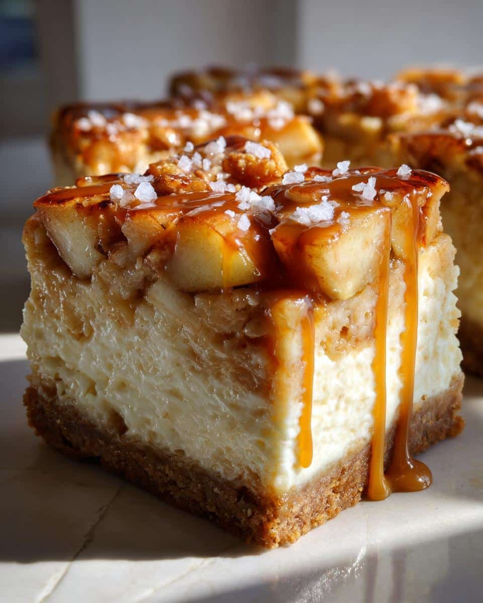 Salted Caramel Apple Cheesecake Bars - detail 1