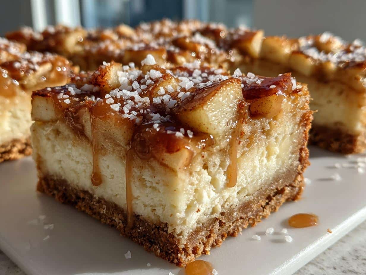 Irresistible Salted Caramel Apple Cheesecake Bars Recipe