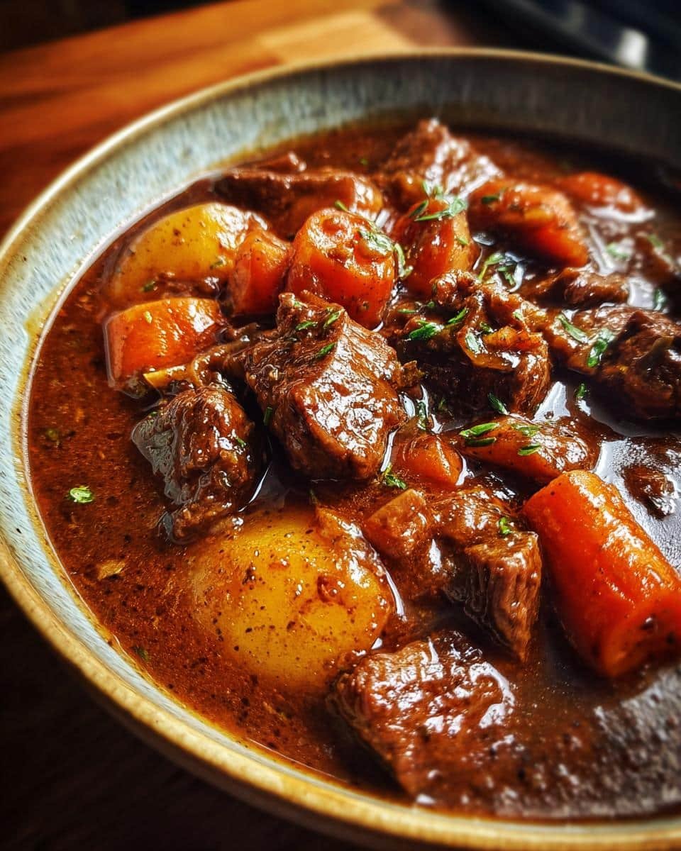 Slow Cooker Beef Stew with Red Wine and Herbs - detail 1