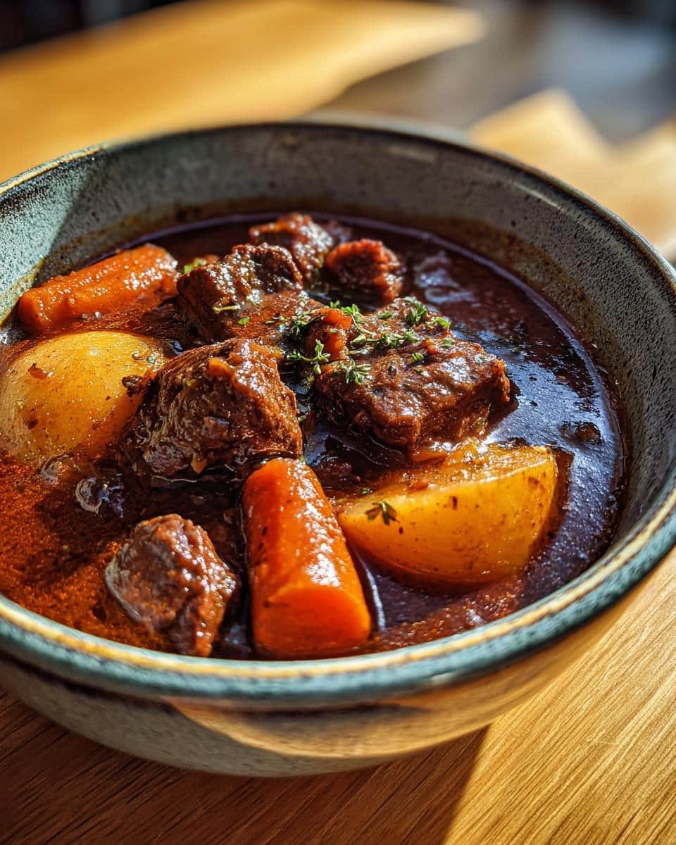 Slow Cooker Beef Stew with Red Wine and Herbs - detail 2