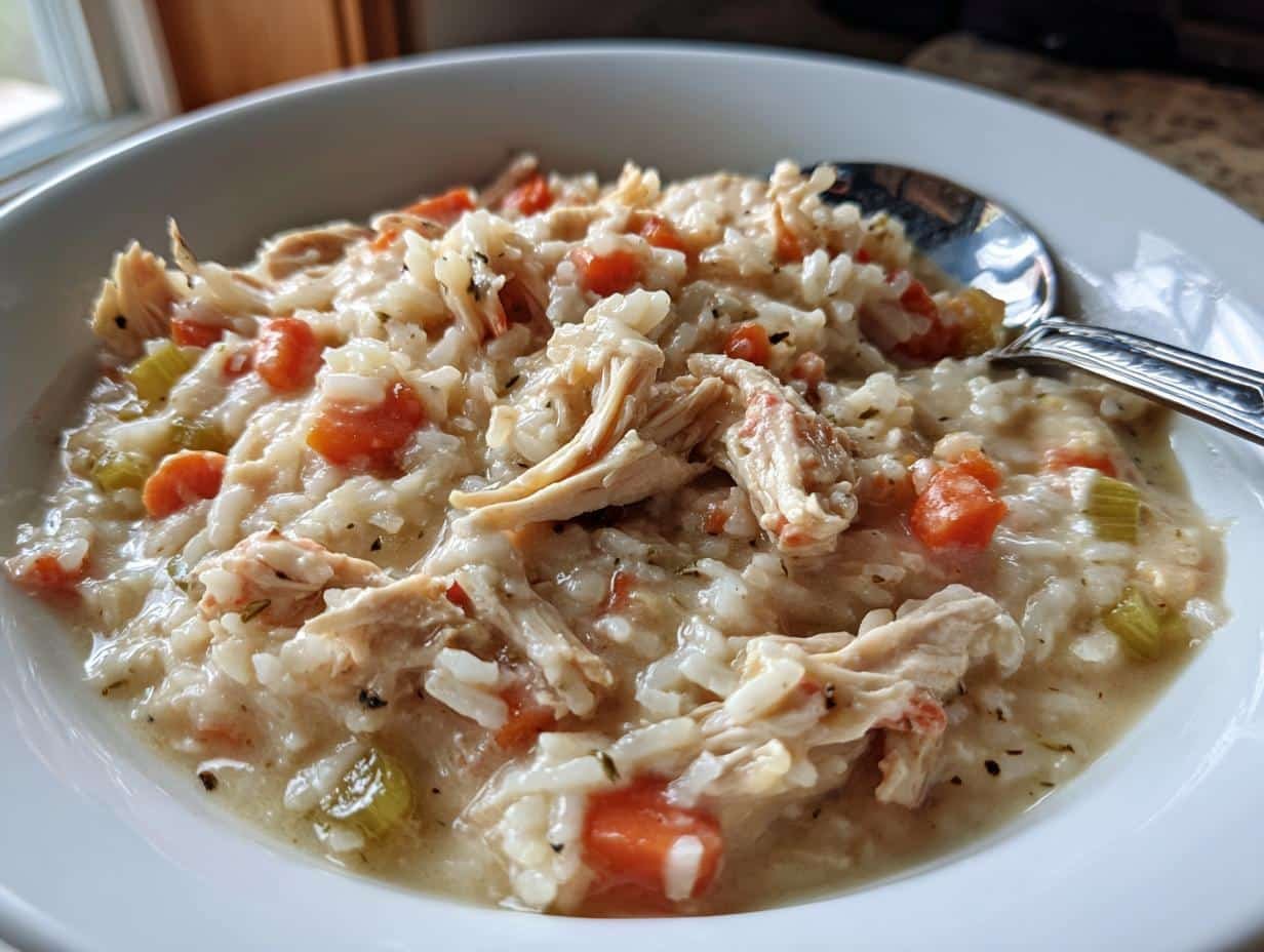 Slow Cooker Creamy Chicken and Rice with 15-Minute Prep Bliss
