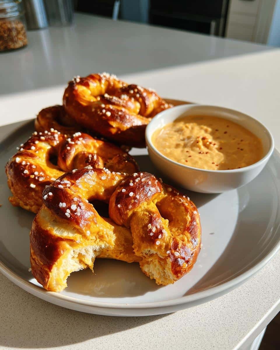 Soft Pumpkin Beer Pretzels with Chipotle Cheese Dip - detail 2