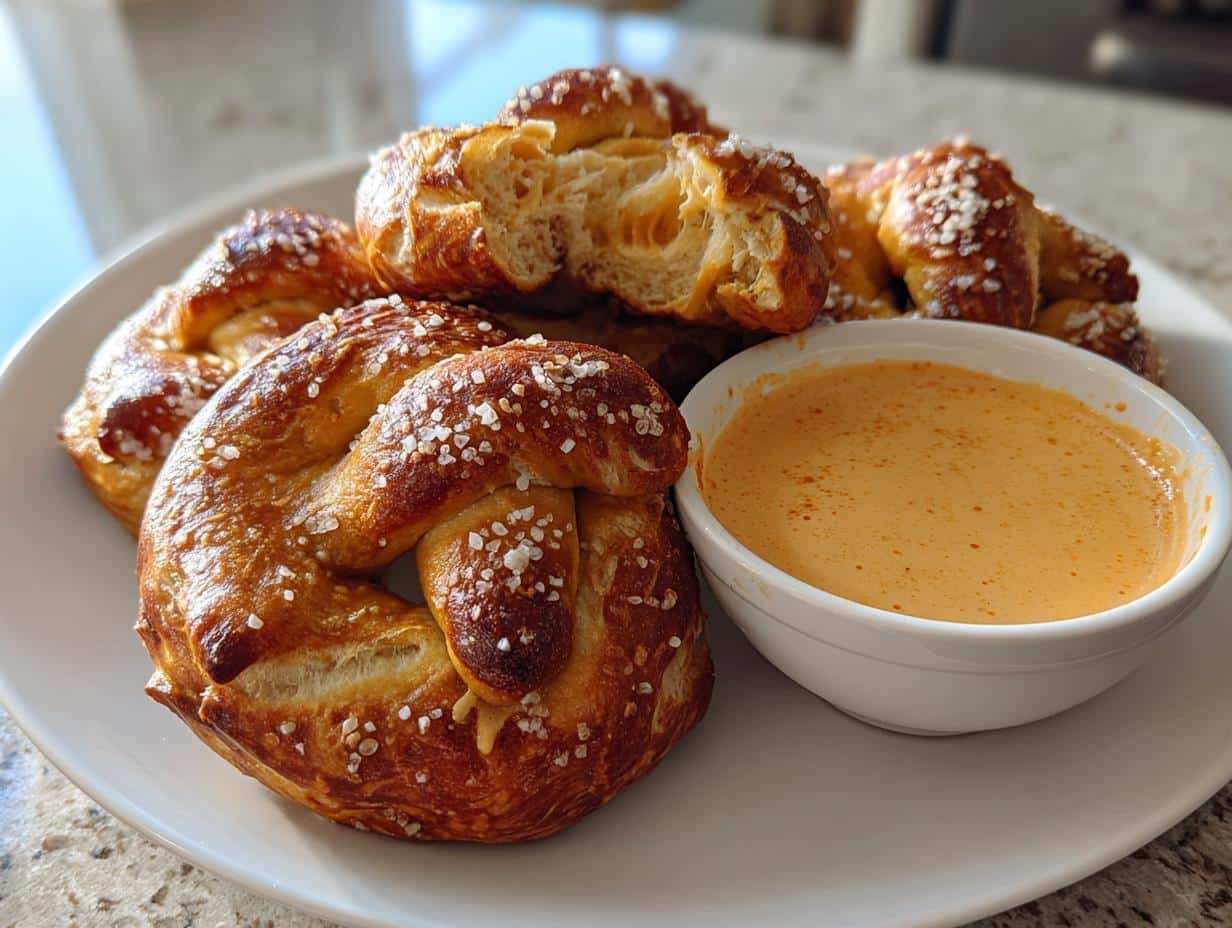 Irresistible Soft Pumpkin Beer Pretzels with Chipotle Cheese Dip