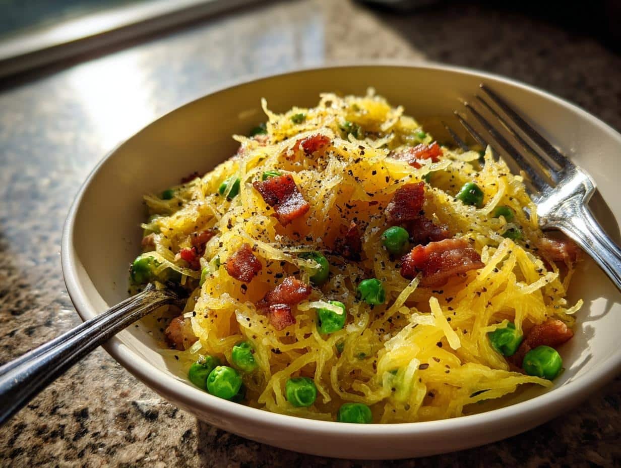 Creamy Spaghetti Squash Carbonara with Bacon in 45 Minutes!