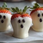 Strawberry Ghosts (White chocolate-dipped strawberries with ghost faces)