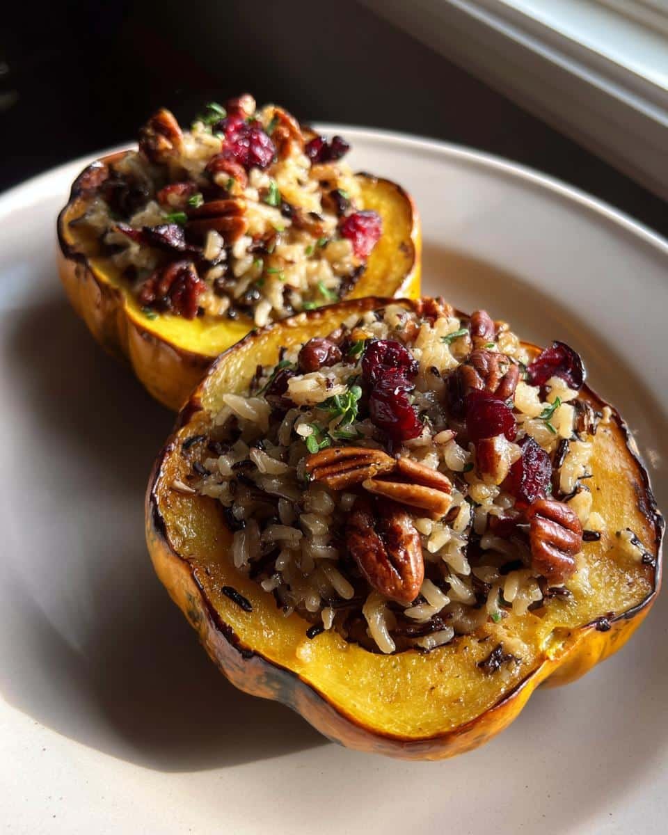 Stuffed Acorn Squash with Wild Rice and Cranberries - detail 2