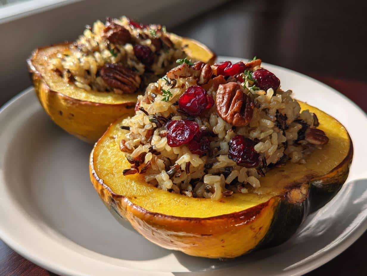 Savory Stuffed Acorn Squash with Wild Rice in Under 1 Hour