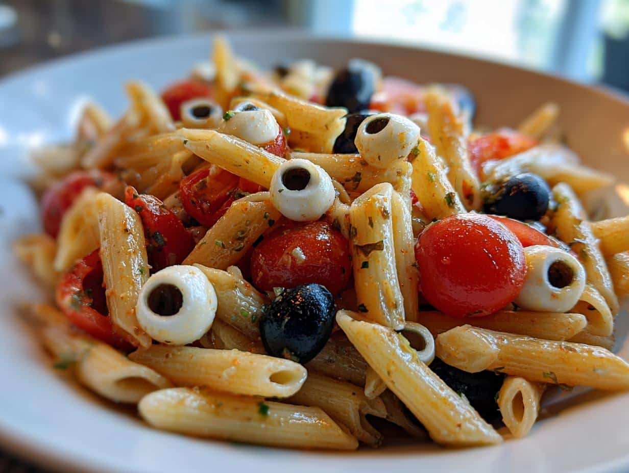 30-Minute Easy Eyeball Pasta Salad: A Spooky Taste Sensation!