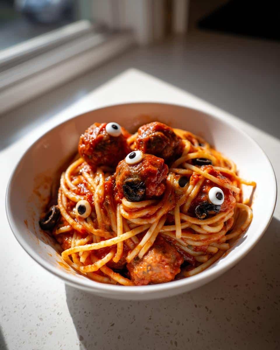 Eyeball Pasta (Spaghetti & Meatballs) - detail 1