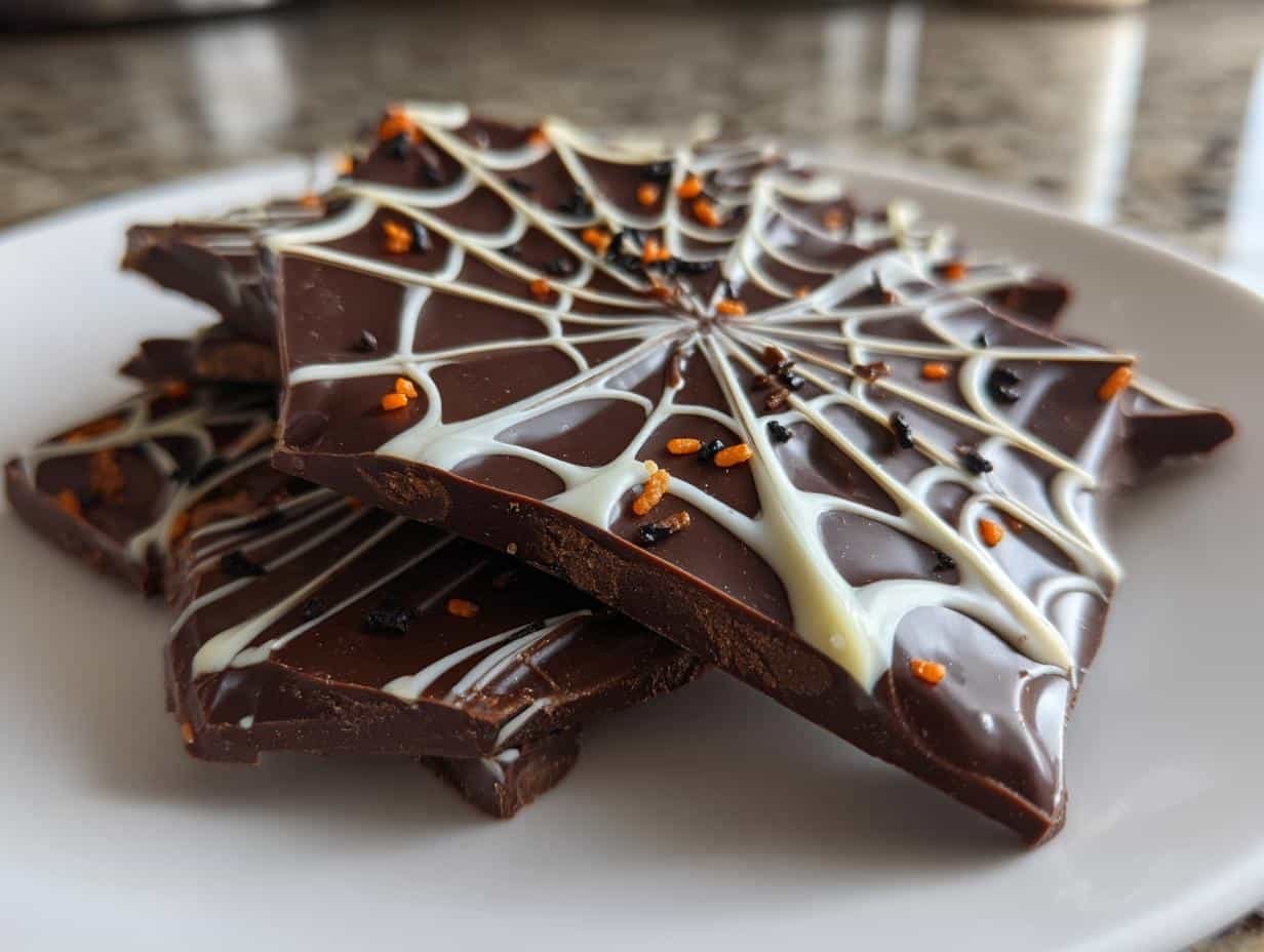 Spooky Spiderweb Chocolate Bark in Just 15 Minutes