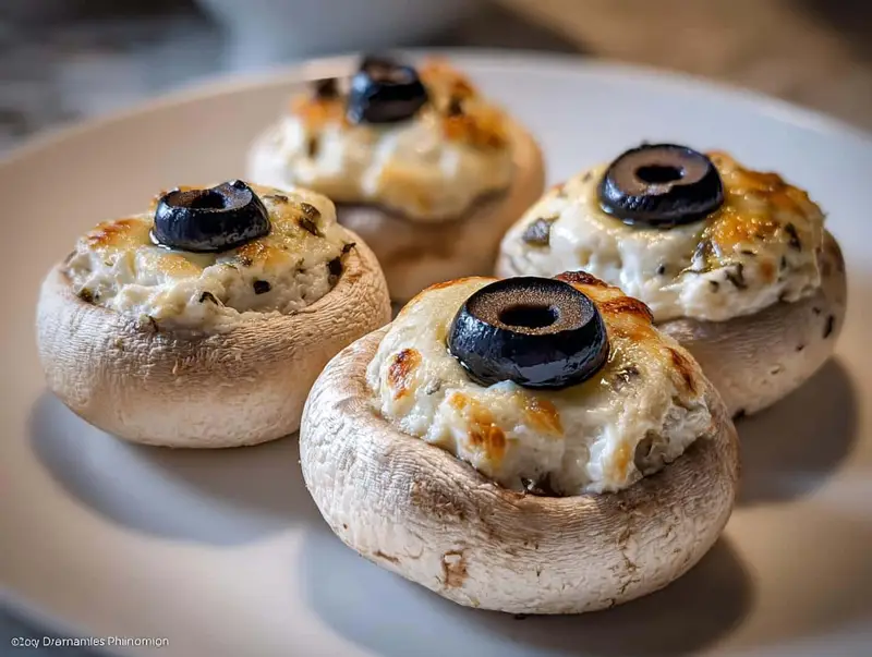 Spooky Stuffed Mushroom “Eyeballs” in 30 Minutes Flat