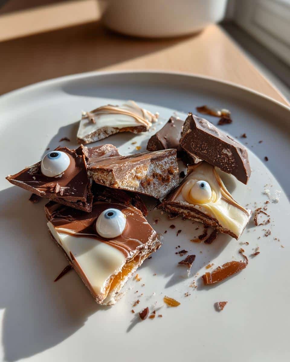 Chocolate Bark with Candy Eyeballs - detail 1