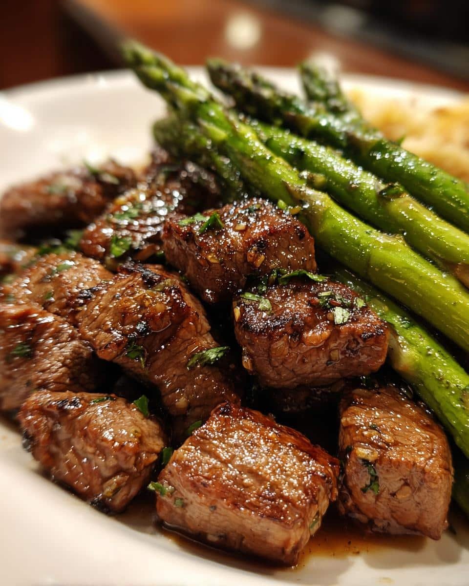 Garlic Butter Steak Bites with Asparagus - detail 1