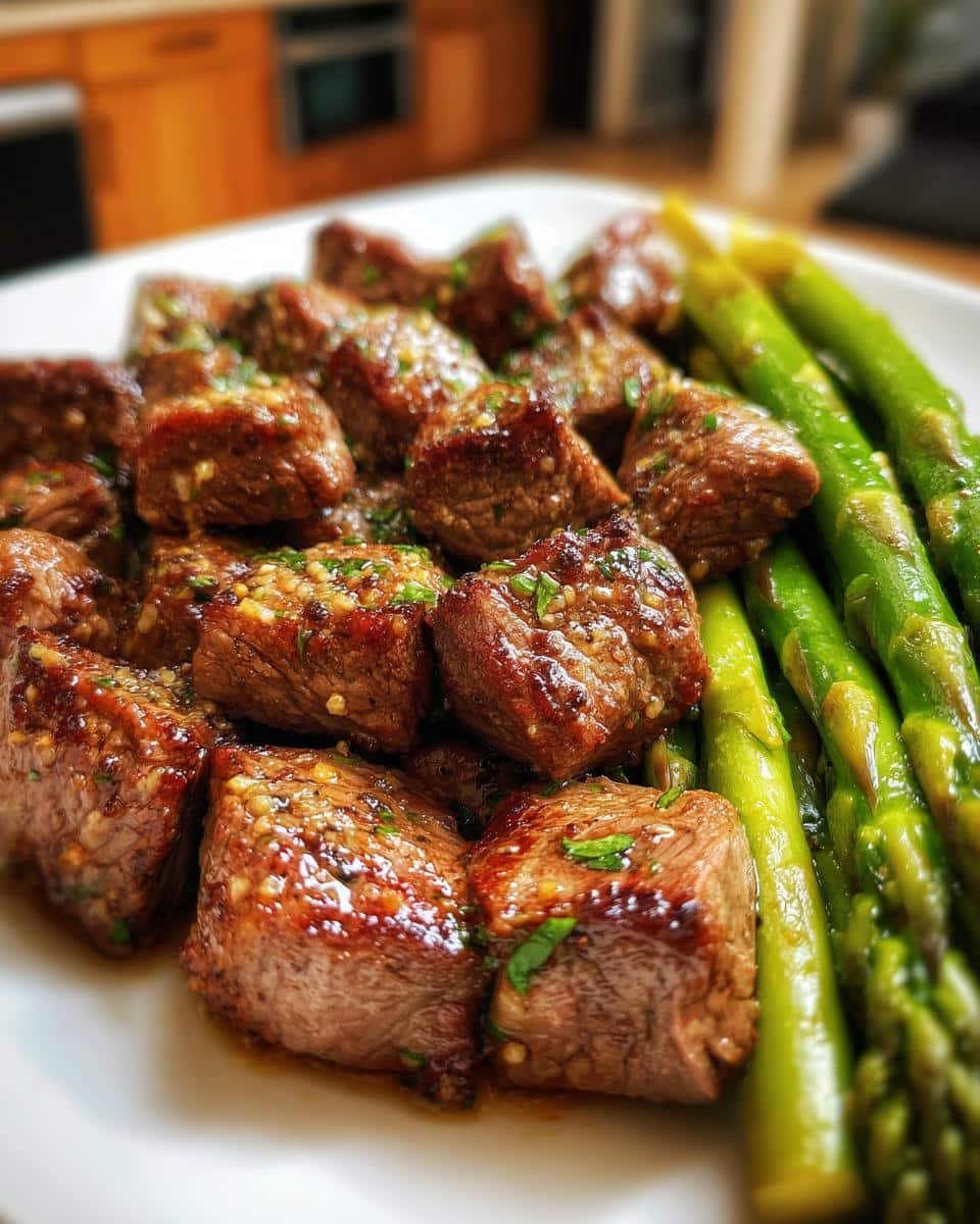 Garlic Butter Steak Bites with Asparagus - detail 2