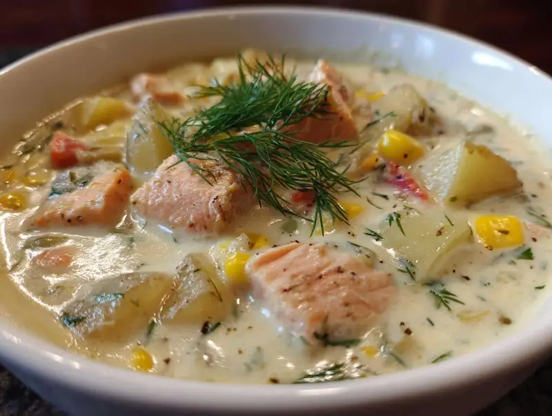 Creamy Lemon Dill Salmon Chowder in 40 Minutes