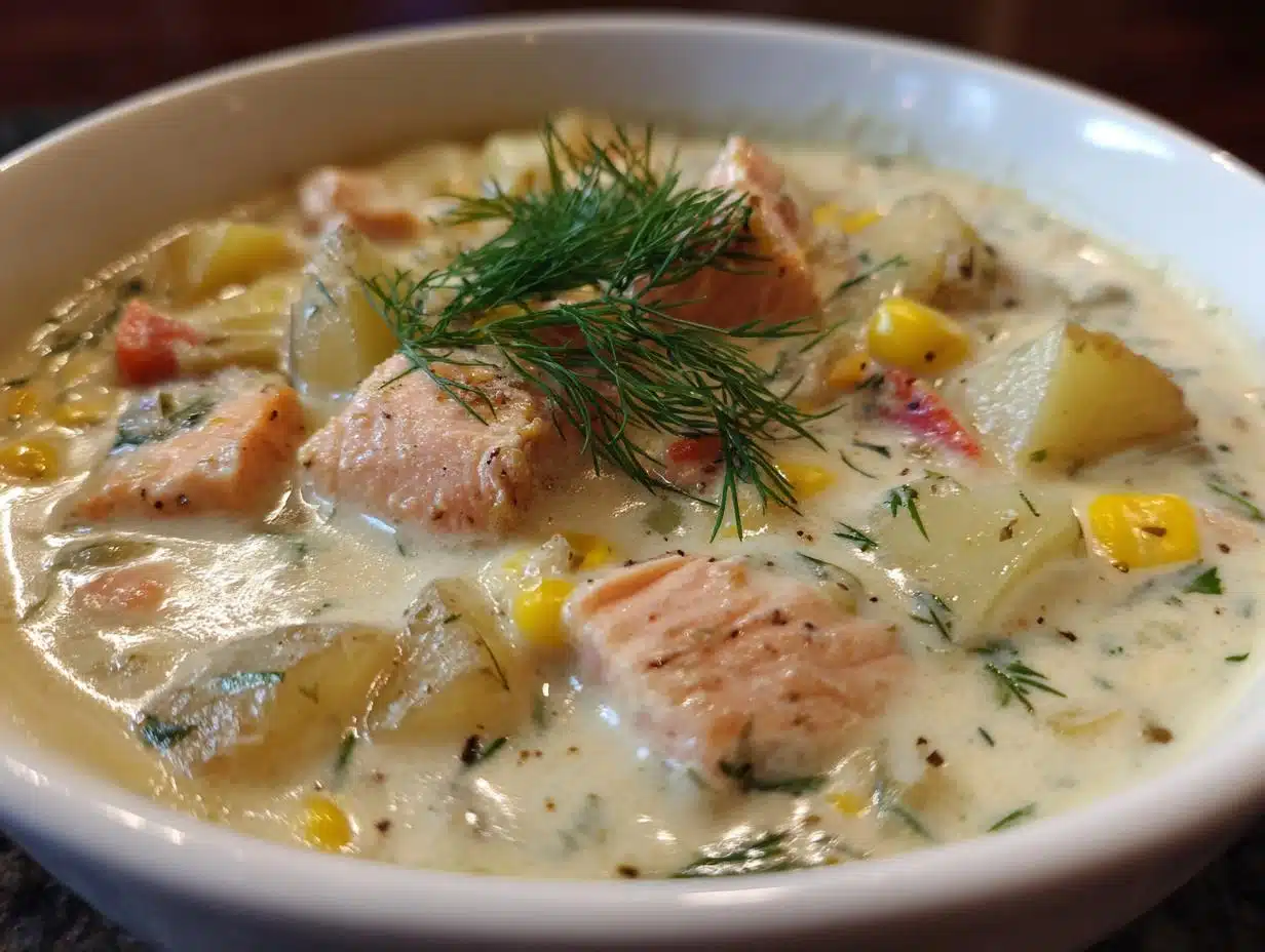 Creamy Lemon Dill Salmon Chowder in 40 Minutes